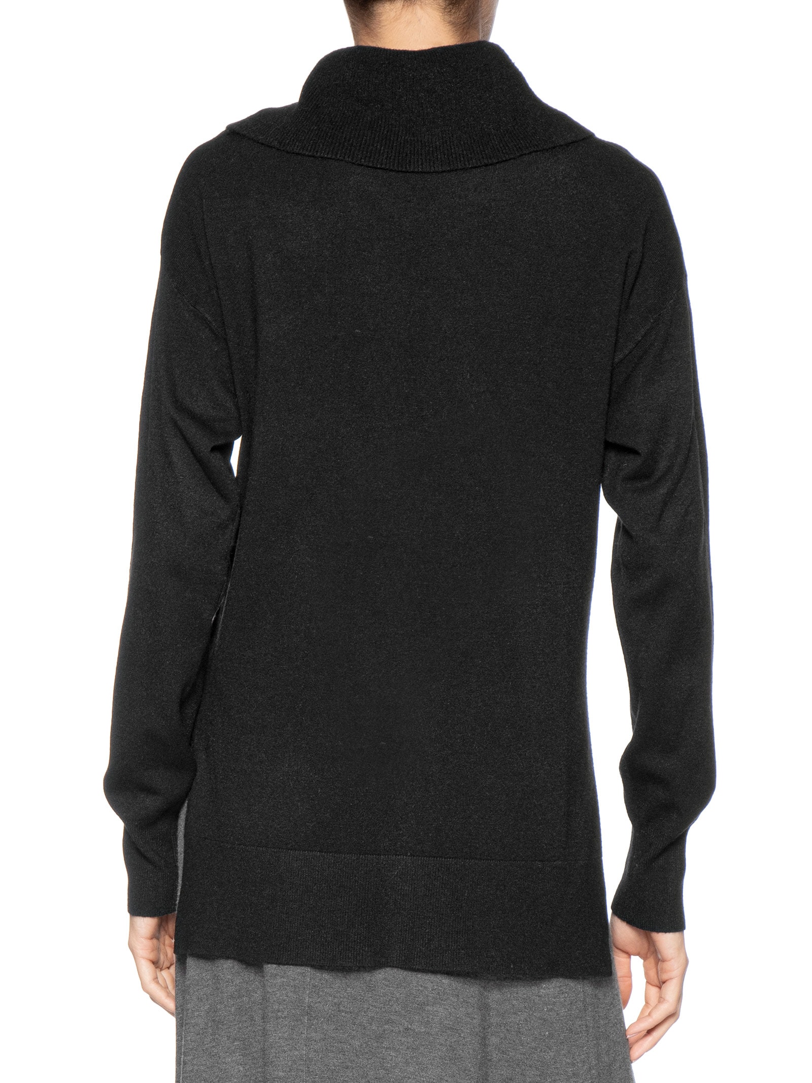 Suéter Feminino Alongado Em Tricot Preto Basiq