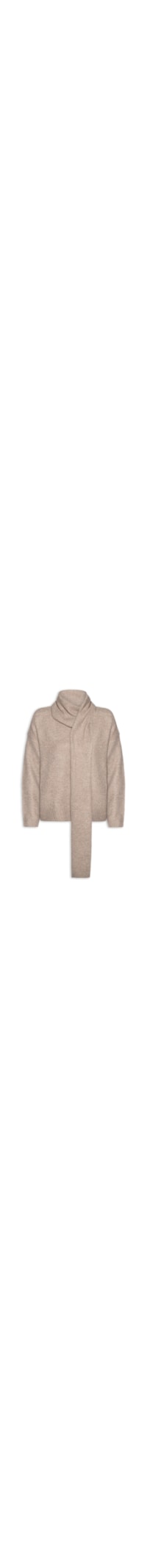 Suéter Feminino Amplo Com Gola Cachecol - Bege