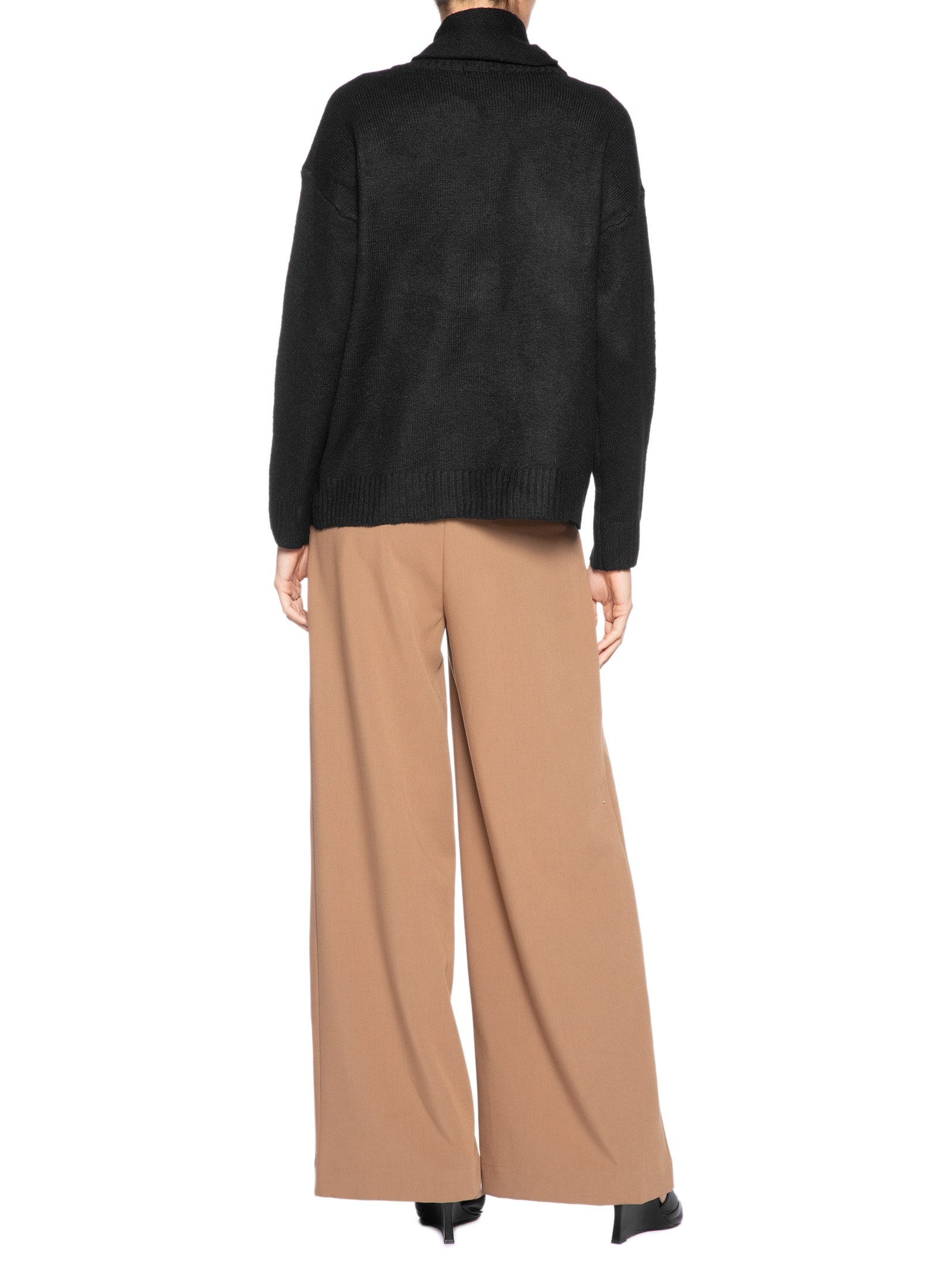 Suéter Feminino Amplo Com Gola Cachecol Preto '2Essential