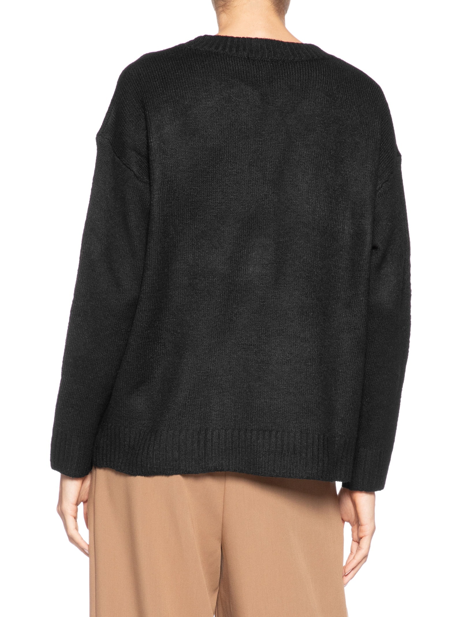 Suéter Feminino Amplo Com Gola Cachecol Preto '2Essential