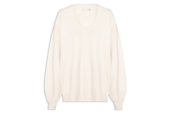 Suéter Feminino Amplo Gola V Em Tricot - Bege