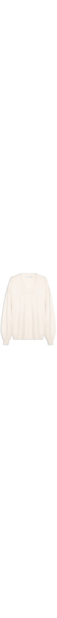 Suéter Feminino Amplo Gola V Em Tricot - Bege