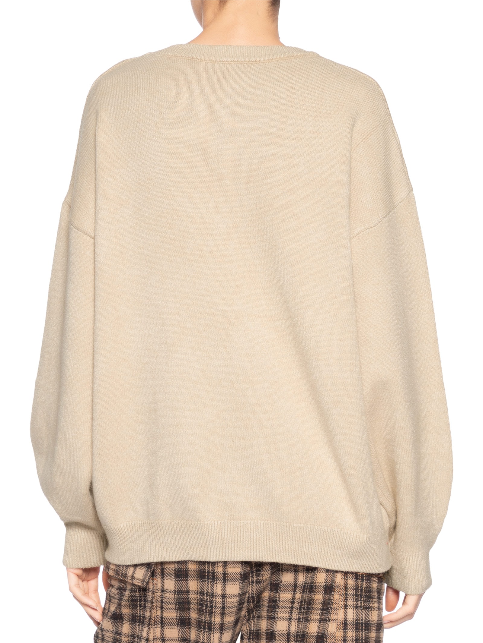 Suéter Feminino Amplo Gola V Em Tricot Bege '2Essential