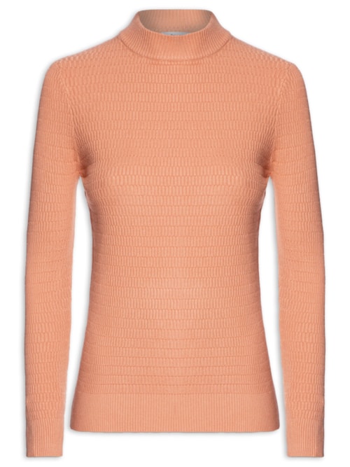 Suéter Feminino Básico Texturizado – Laranja
