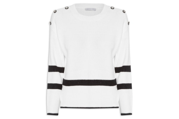 Suéter Feminino Bicolor - Branco