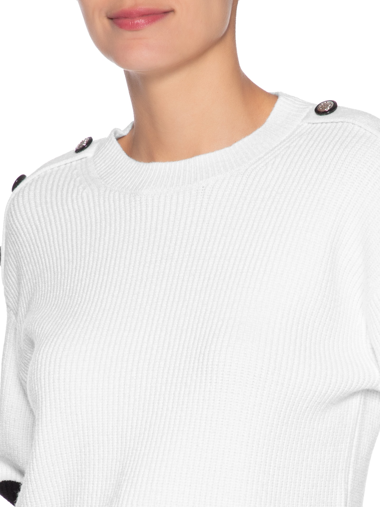 Suéter Feminino Bicolor Em Tricot  Branco Market 33