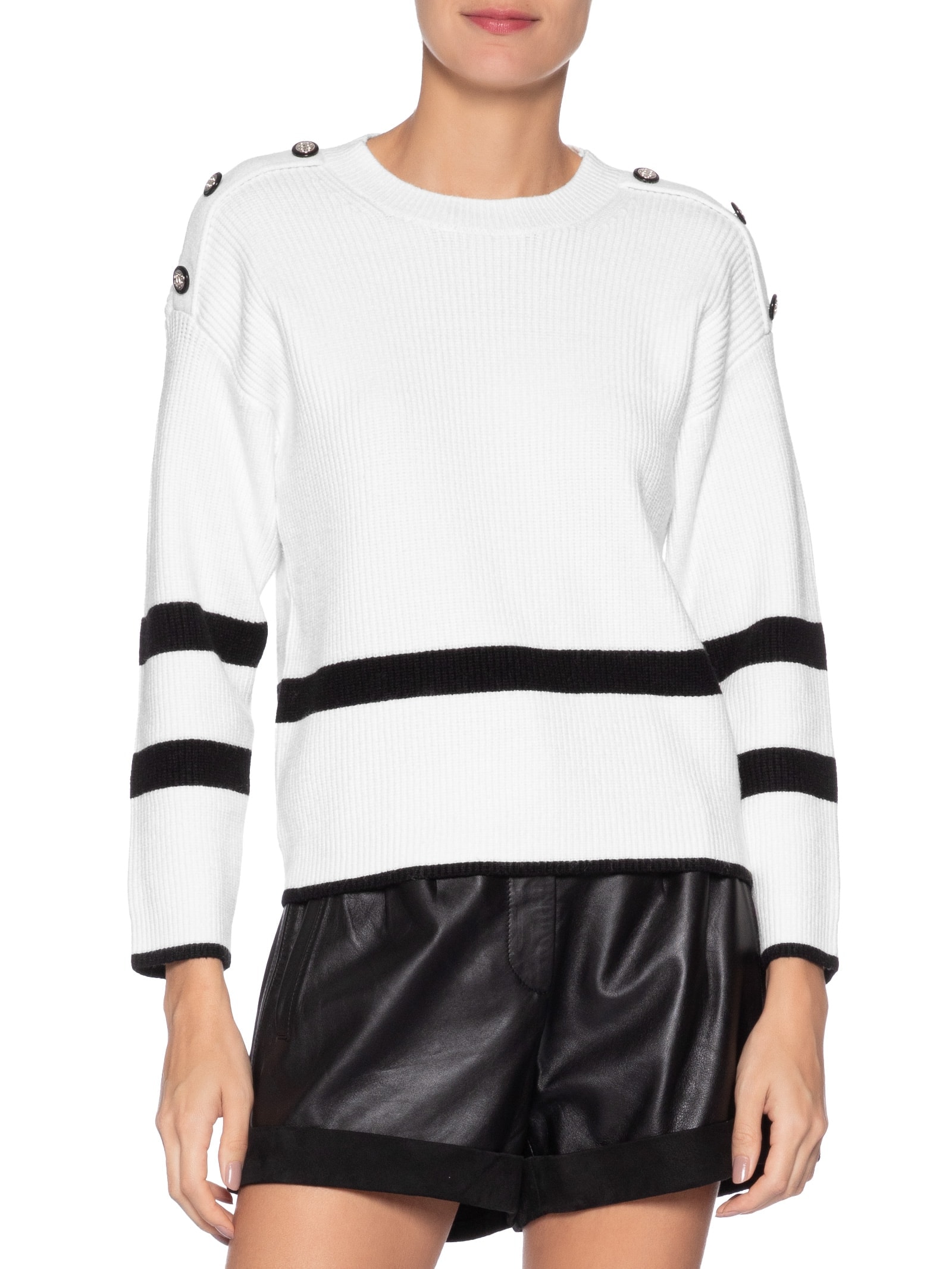Suéter Feminino Bicolor Em Tricot  Branco Market 33