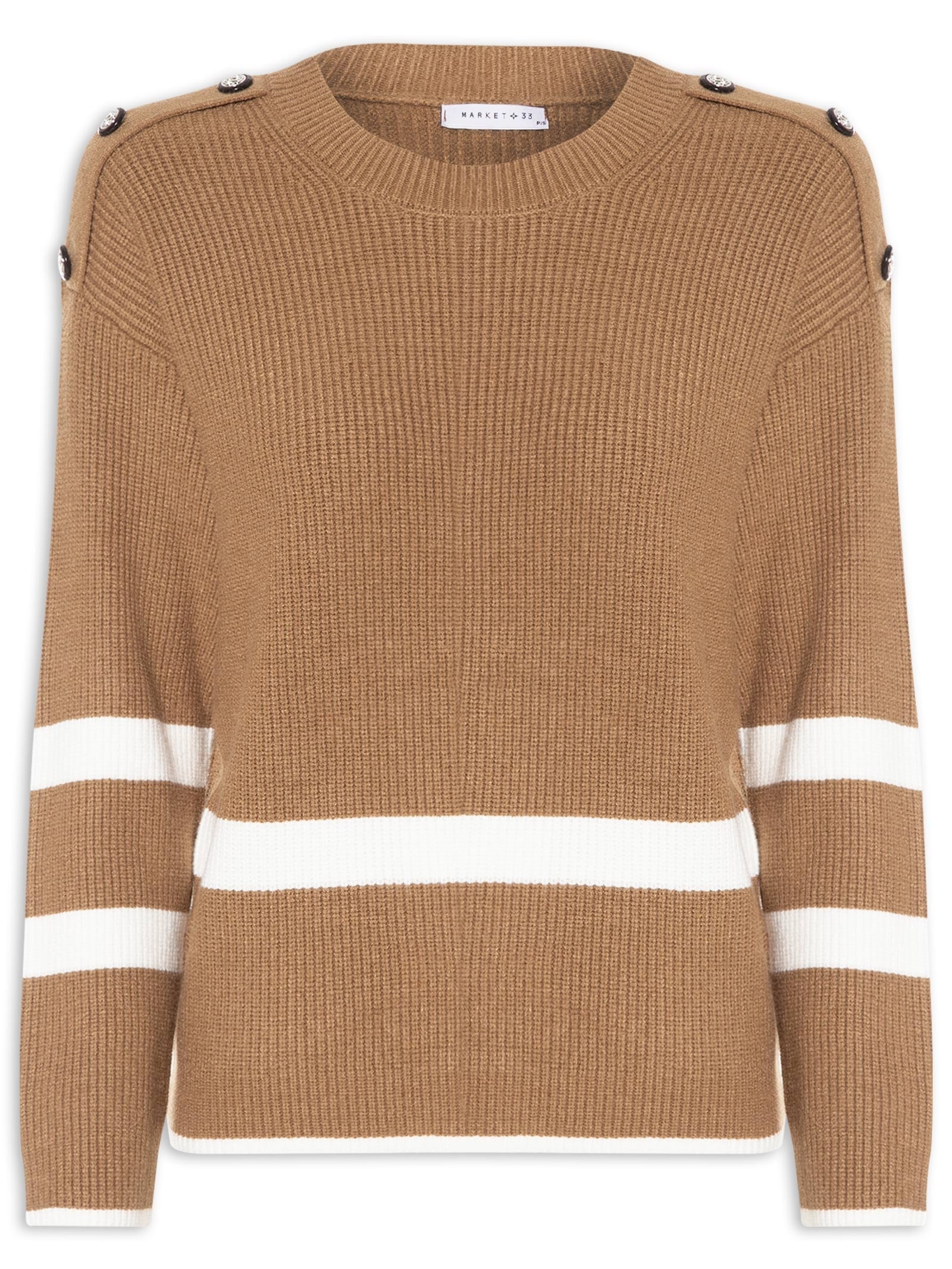 Suéter Feminino Bicolor Em Tricot  Marrom Market 33