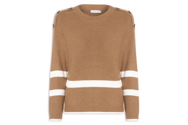 Suéter Feminino Bicolor Em Tricot  - Marrom