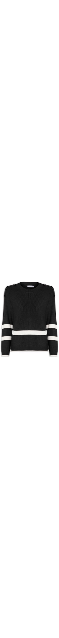 Suéter Feminino Bicolor Em Tricot - Preto