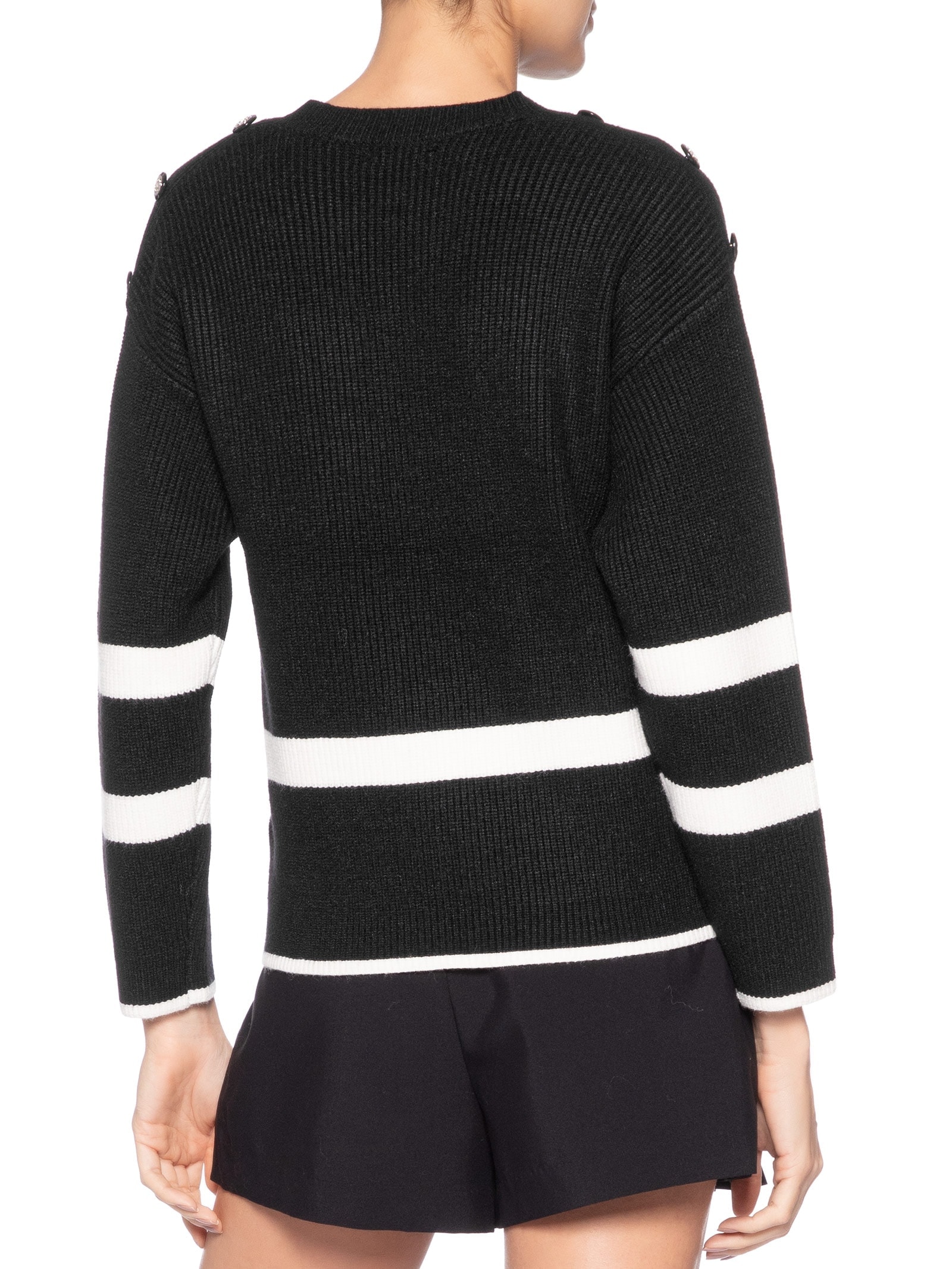 Suéter Feminino Bicolor Em Tricot  Preto Market 33