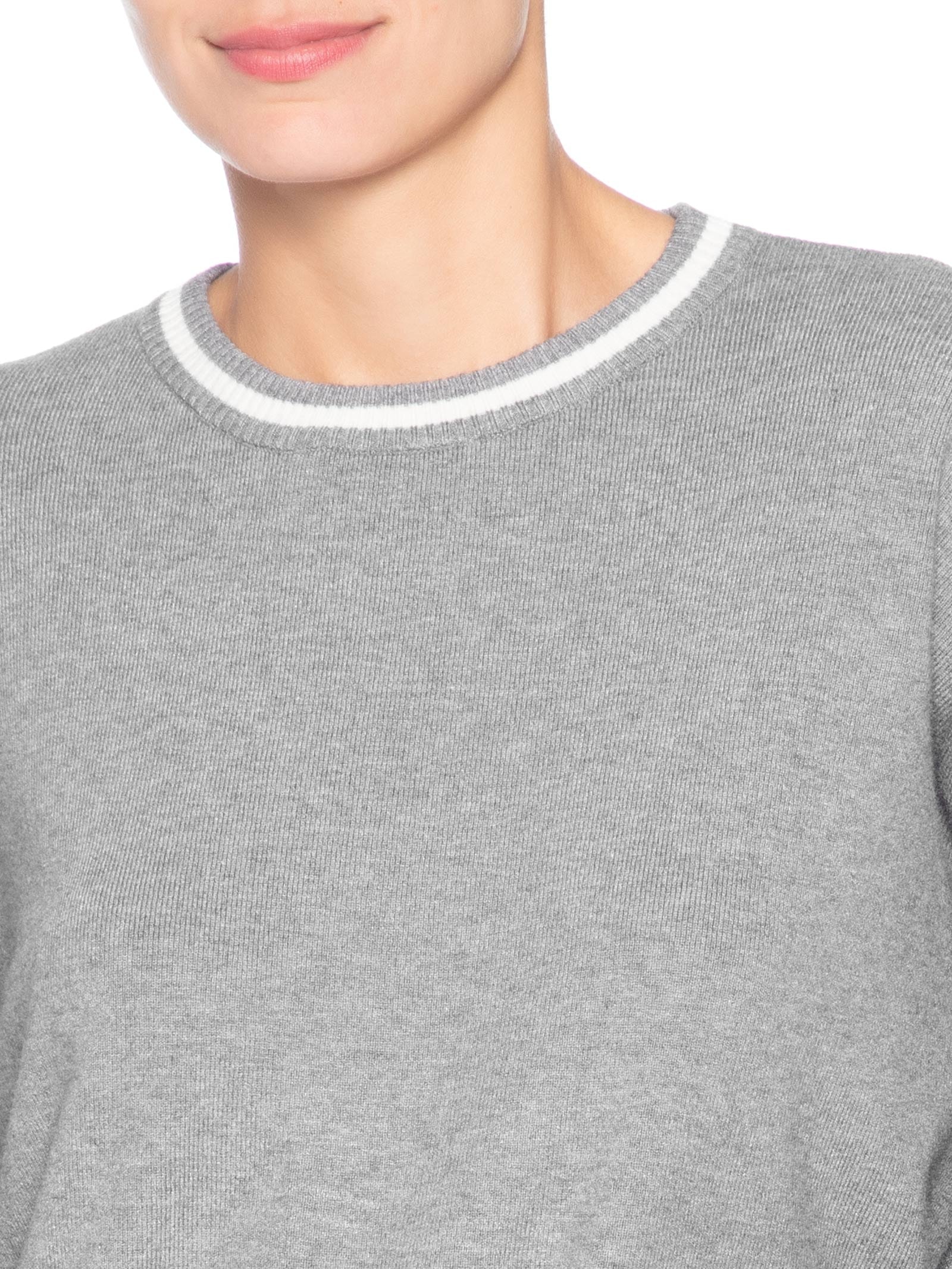Suéter Feminino Bicolor Em Tricot – Cinza Basiq