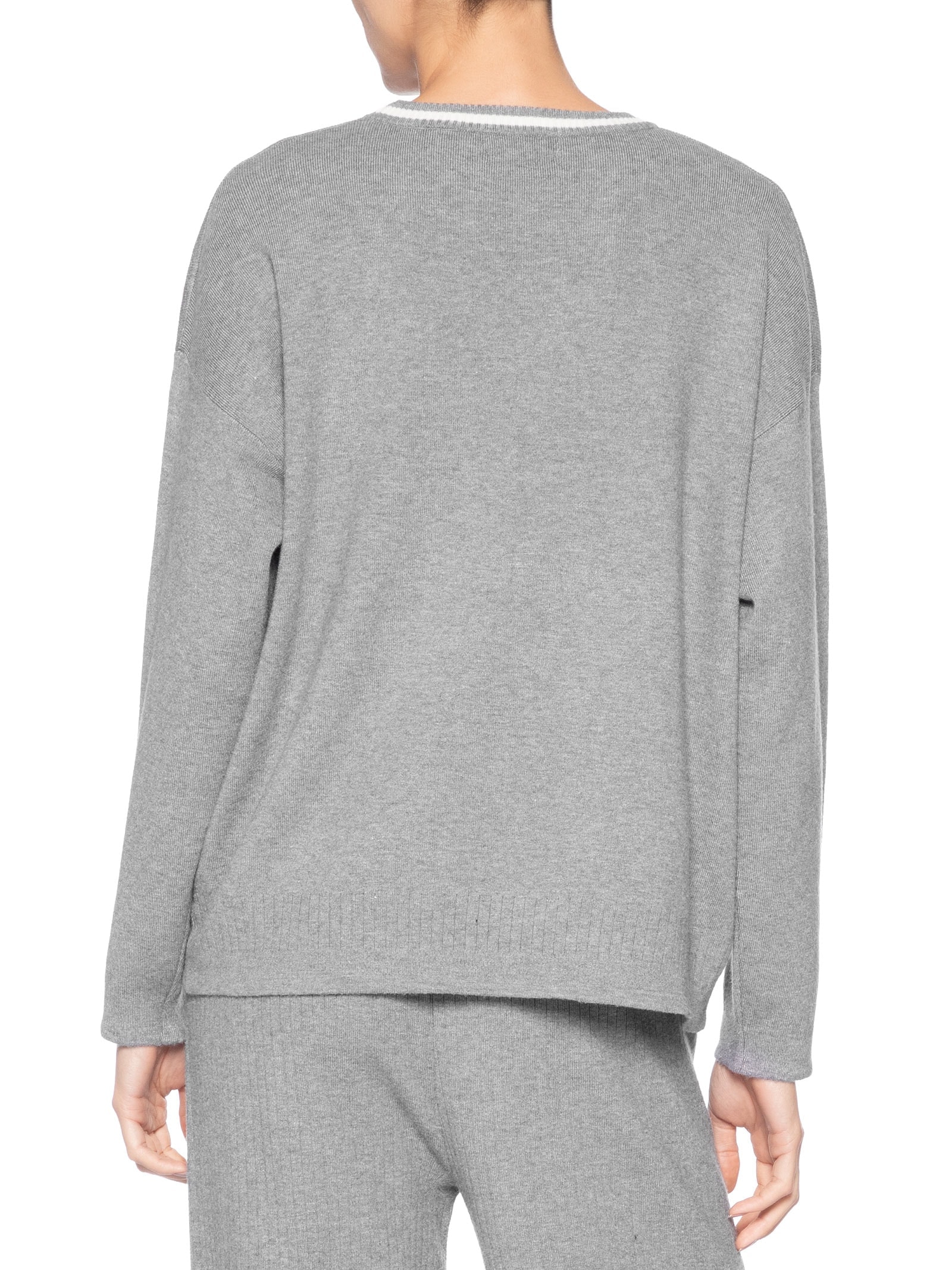 Suéter Feminino Bicolor Em Tricot – Cinza Basiq