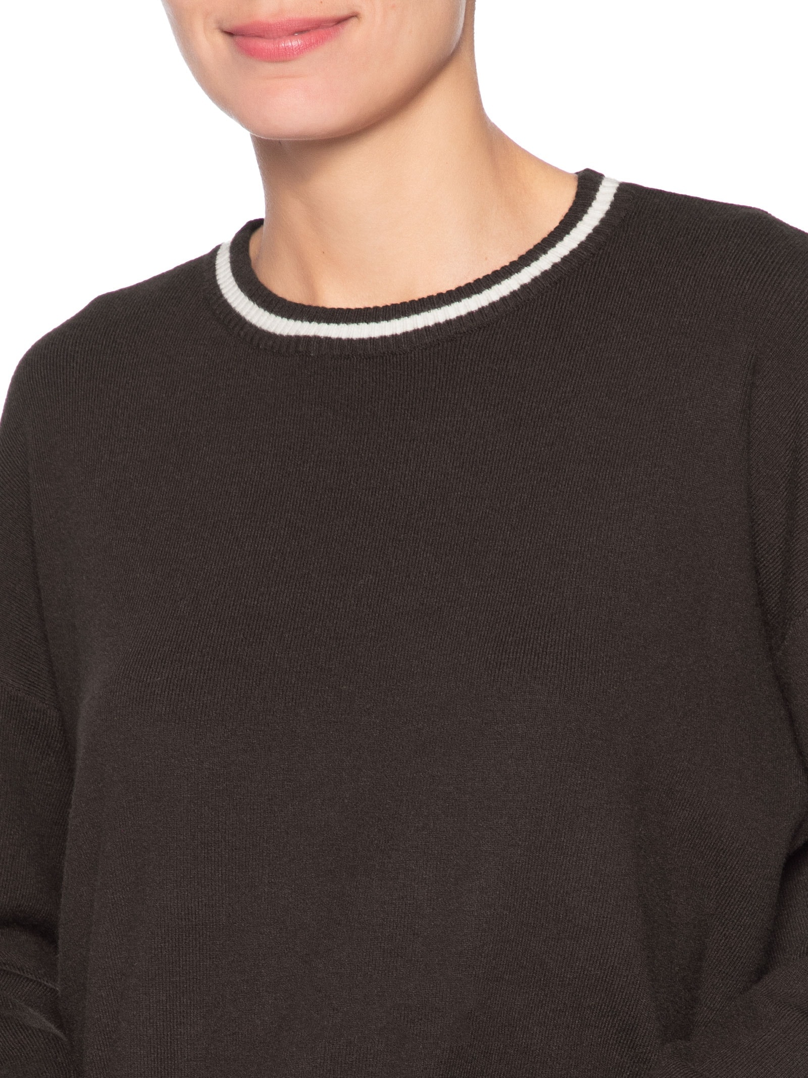 Suéter Feminino Bicolor Em Tricot – Marrom Basiq