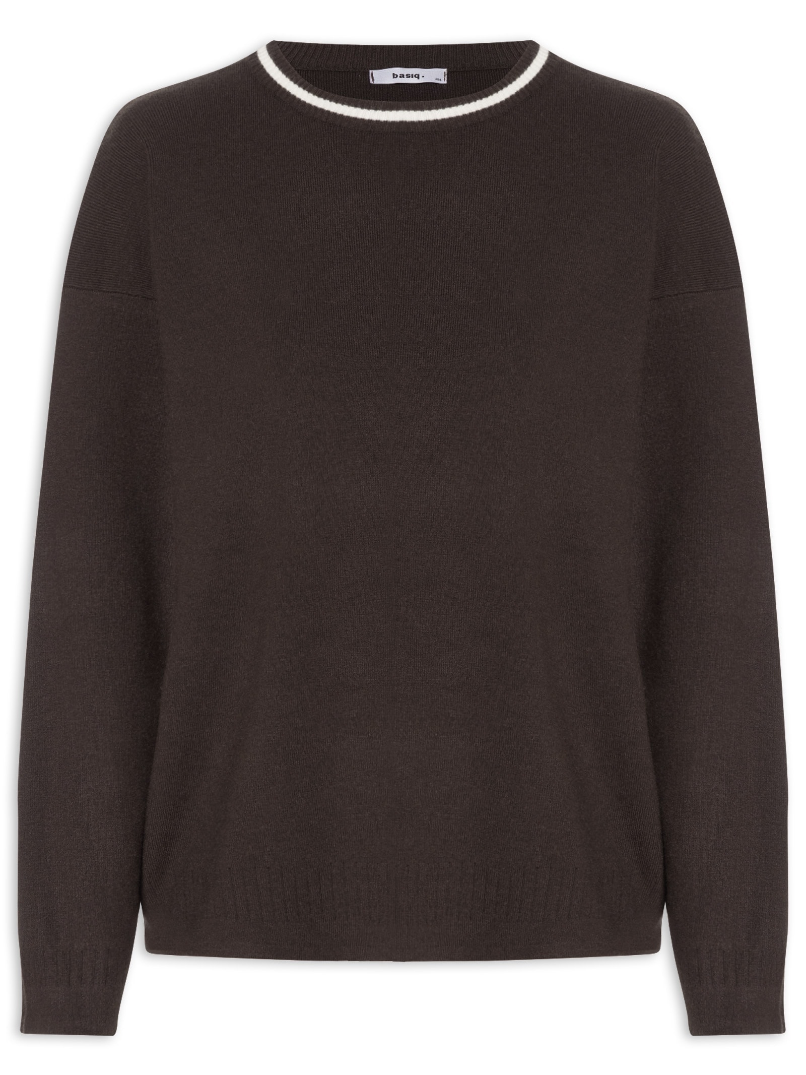 Suéter Feminino Bicolor Em Tricot – Marrom Basiq
