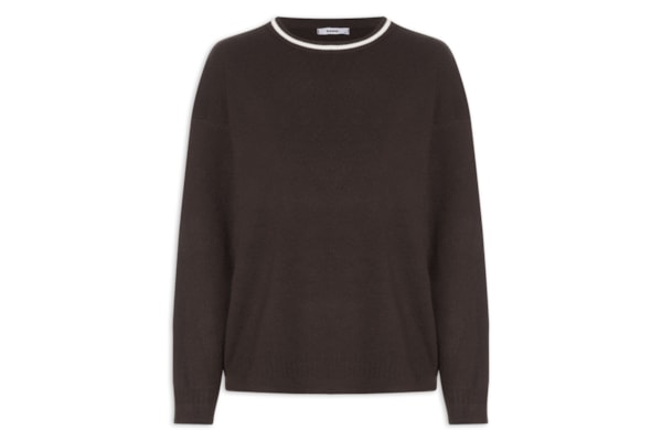 Suéter Feminino Bicolor Em Tricot – Marrom