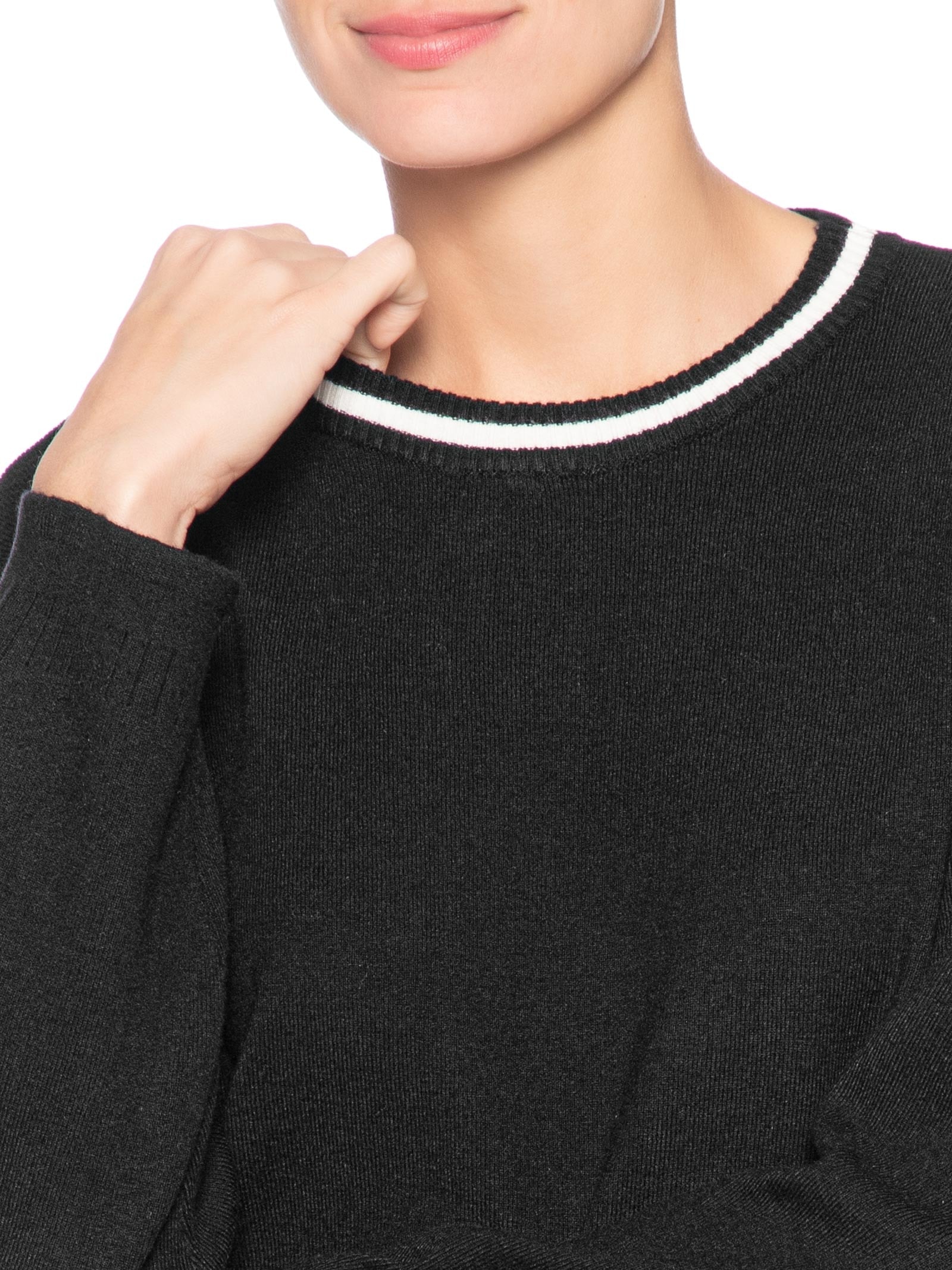 Suéter Feminino Bicolor Em Tricot – Preto Basiq