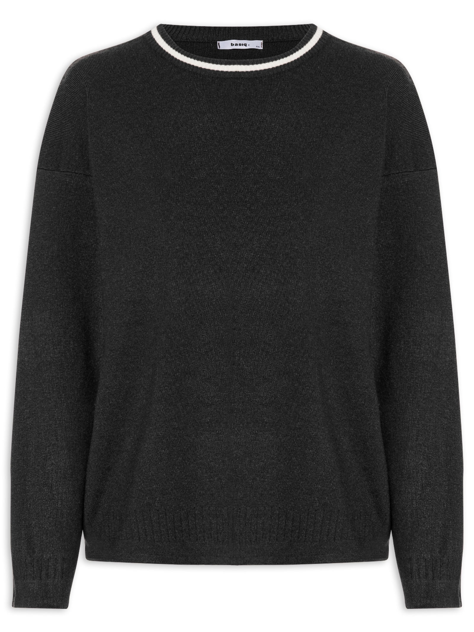 Suéter Feminino Bicolor Em Tricot – Preto Basiq