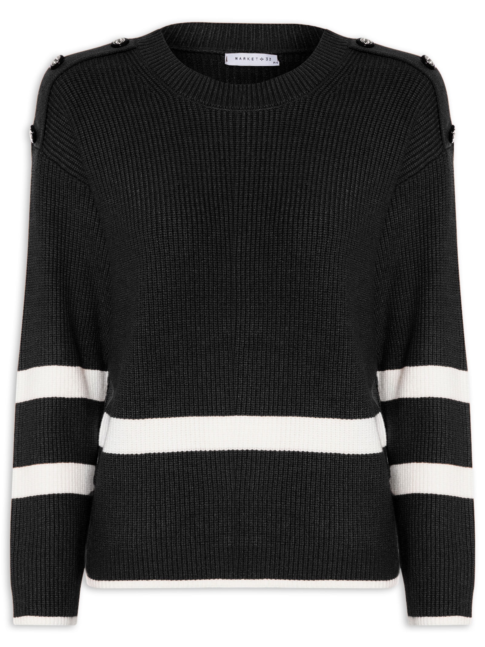 Suéter Feminino Bicolor Preto Market 33