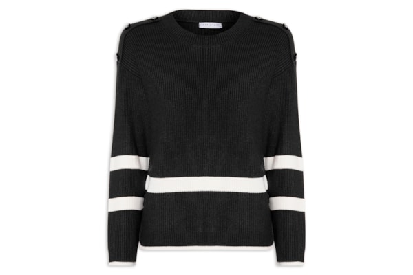 Suéter Feminino Bicolor - Preto