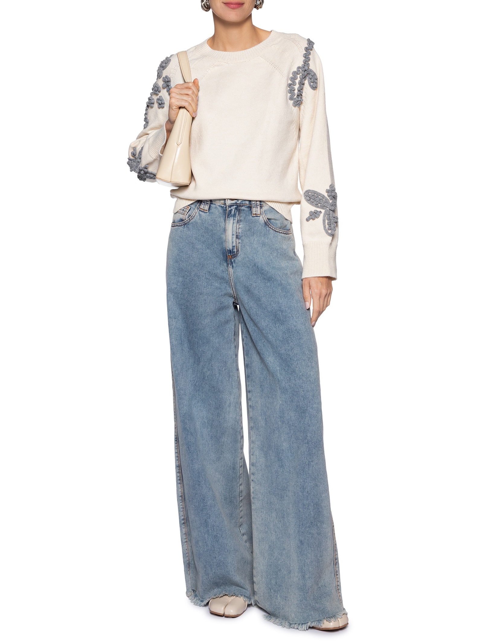 Suéter Feminino Bordado Em Tricot  – Bege Market 33