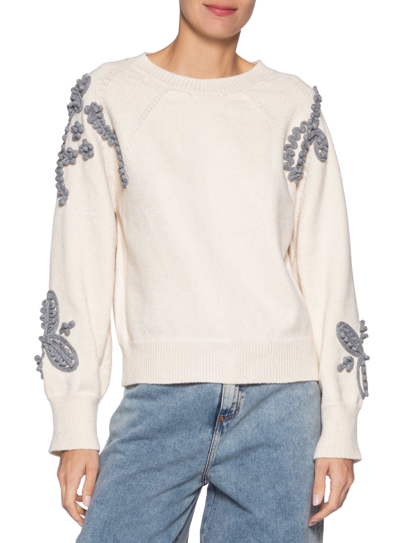 Suéter Feminino Bordado – Bege Market 33