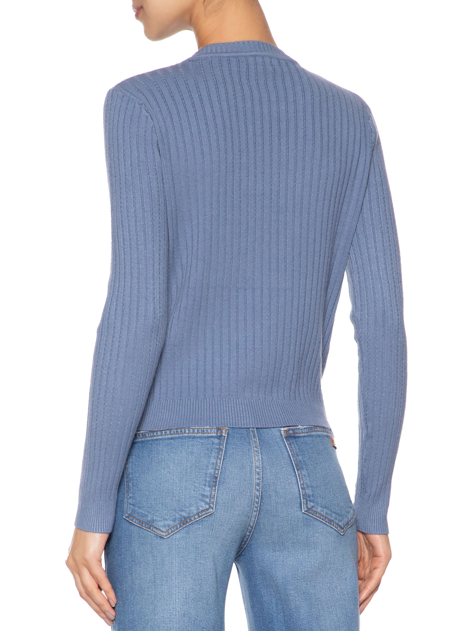 Suéter Feminino Canelado Azul Basiq