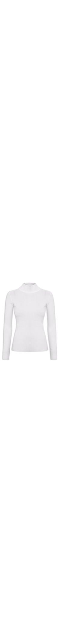 Suéter Feminino Canelado Gola Alta - Cinza