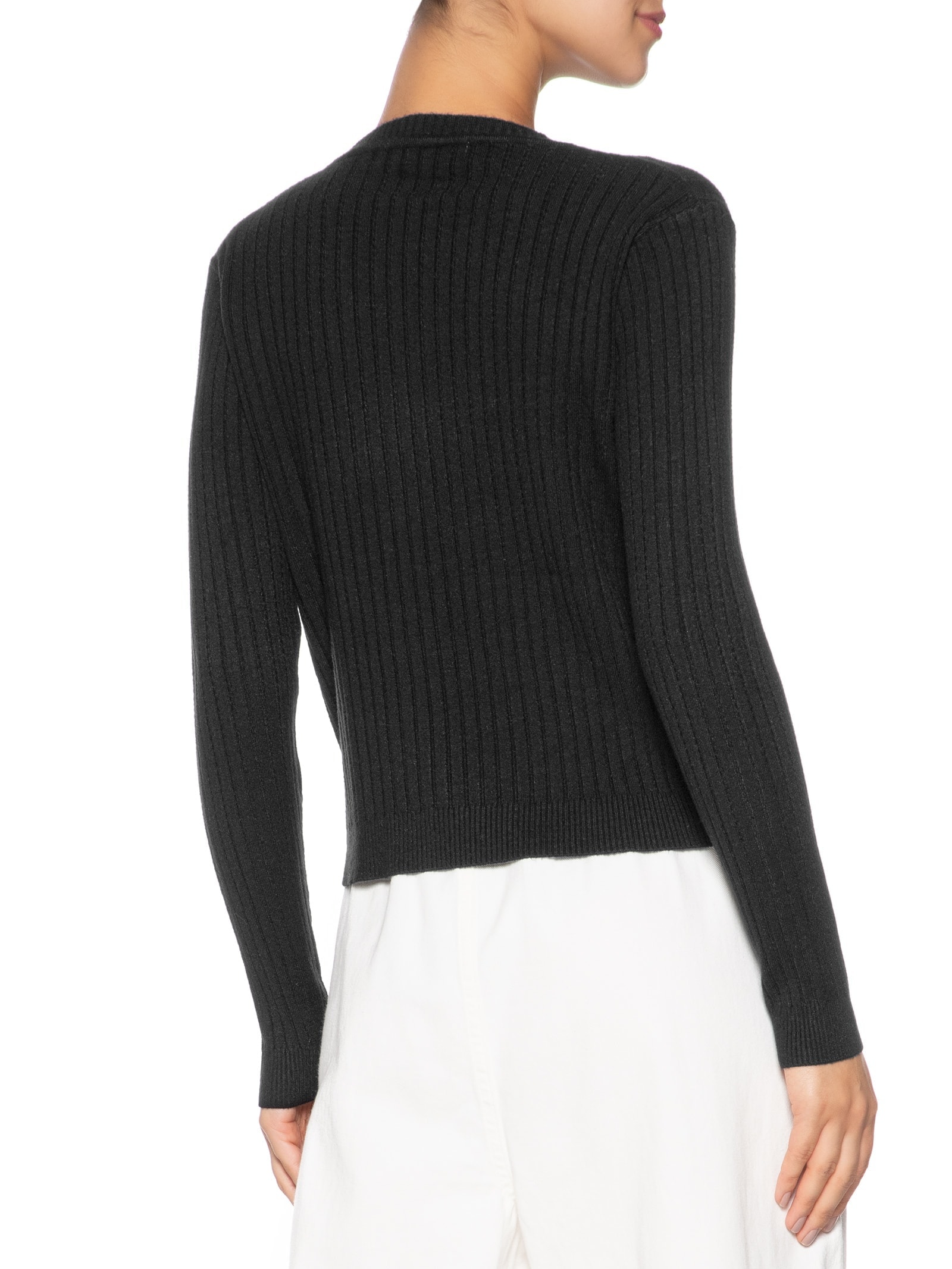 Suéter Feminino Canelado Preto Basiq