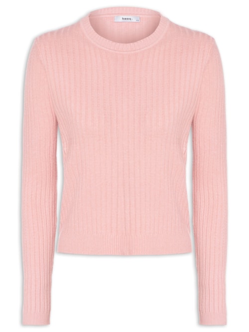Suéter Feminino Canelado – Rosa