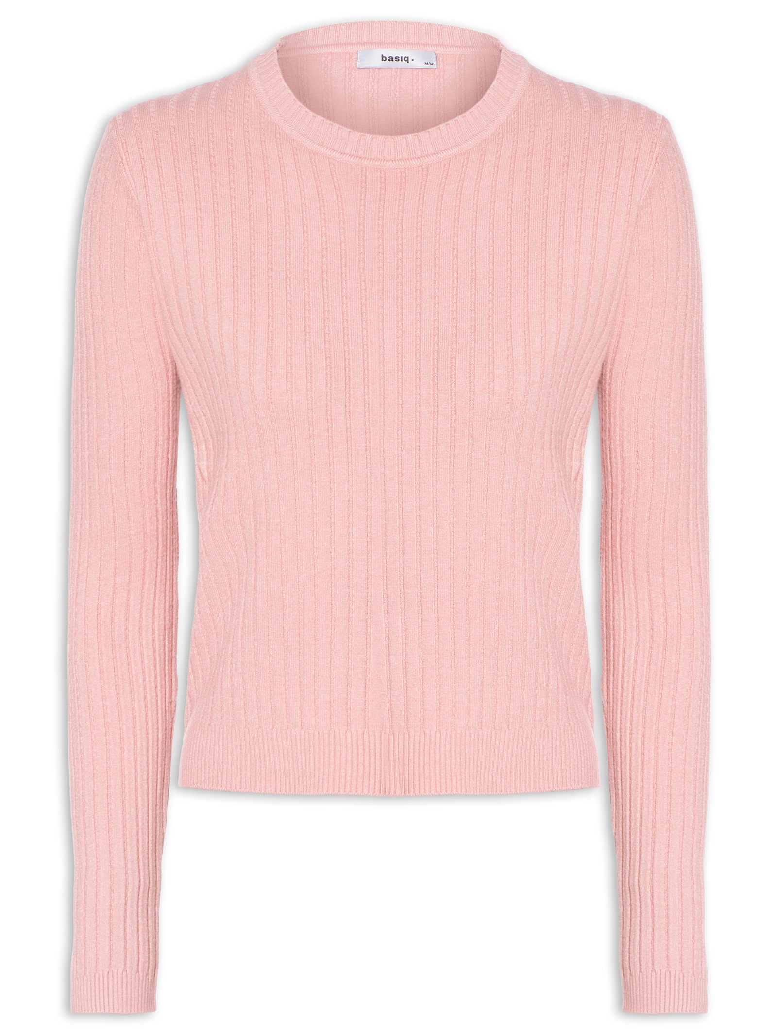 Suéter Feminino Canelado Rosa Basiq