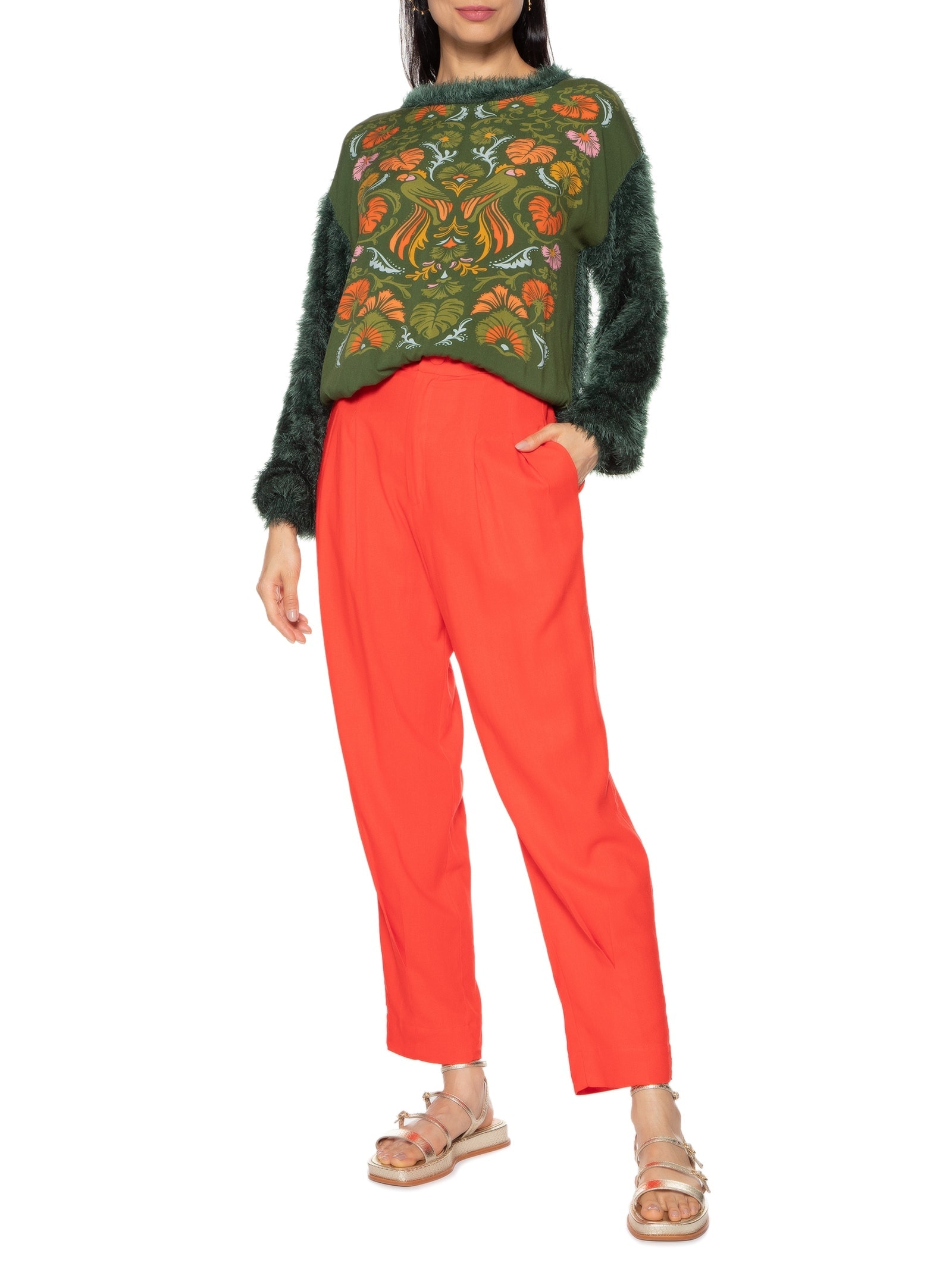 Suéter Feminino Casulo Tricot Pelinho Helena Verde Farm