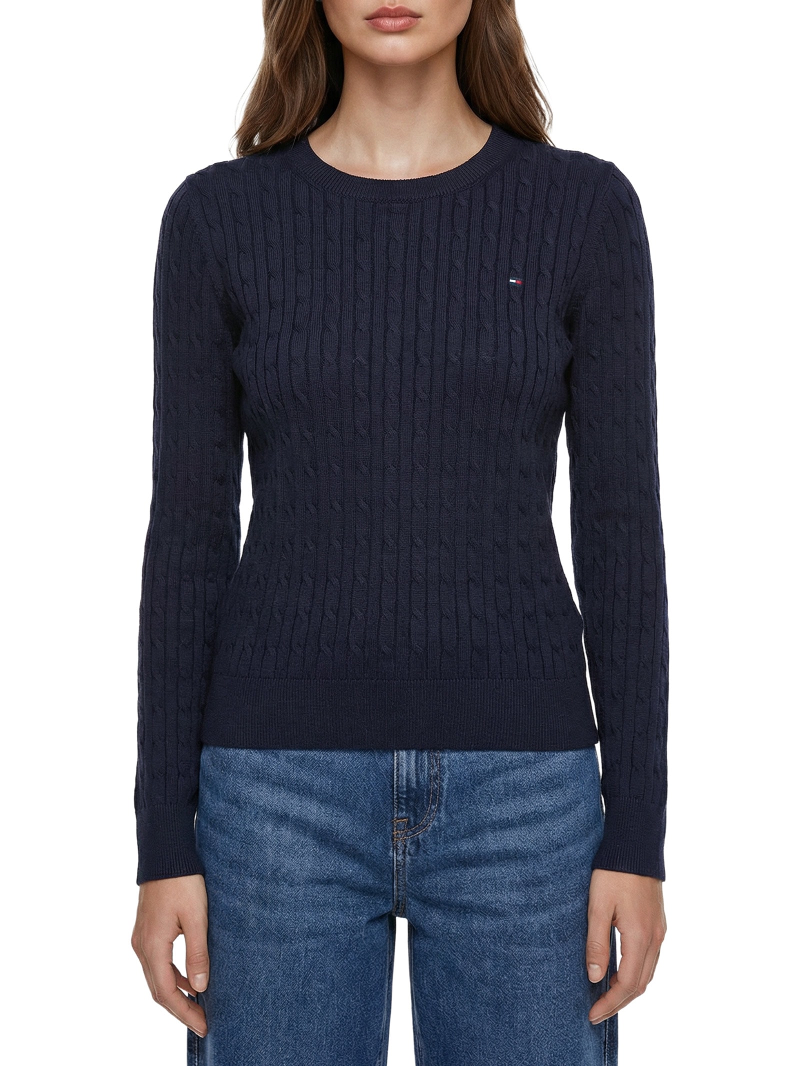 Suéter Feminino Co Cable Azul Tommy Hilfiger