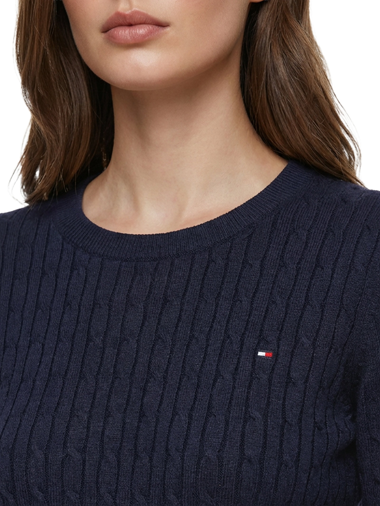 Suéter Feminino Co Cable Azul Tommy Hilfiger