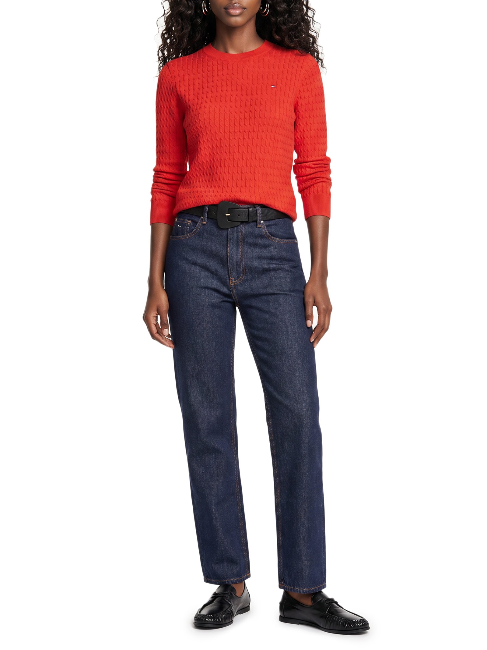 Suéter Feminino Co Cable Fine GG C-Nk Vermelho Tommy Hilfiger