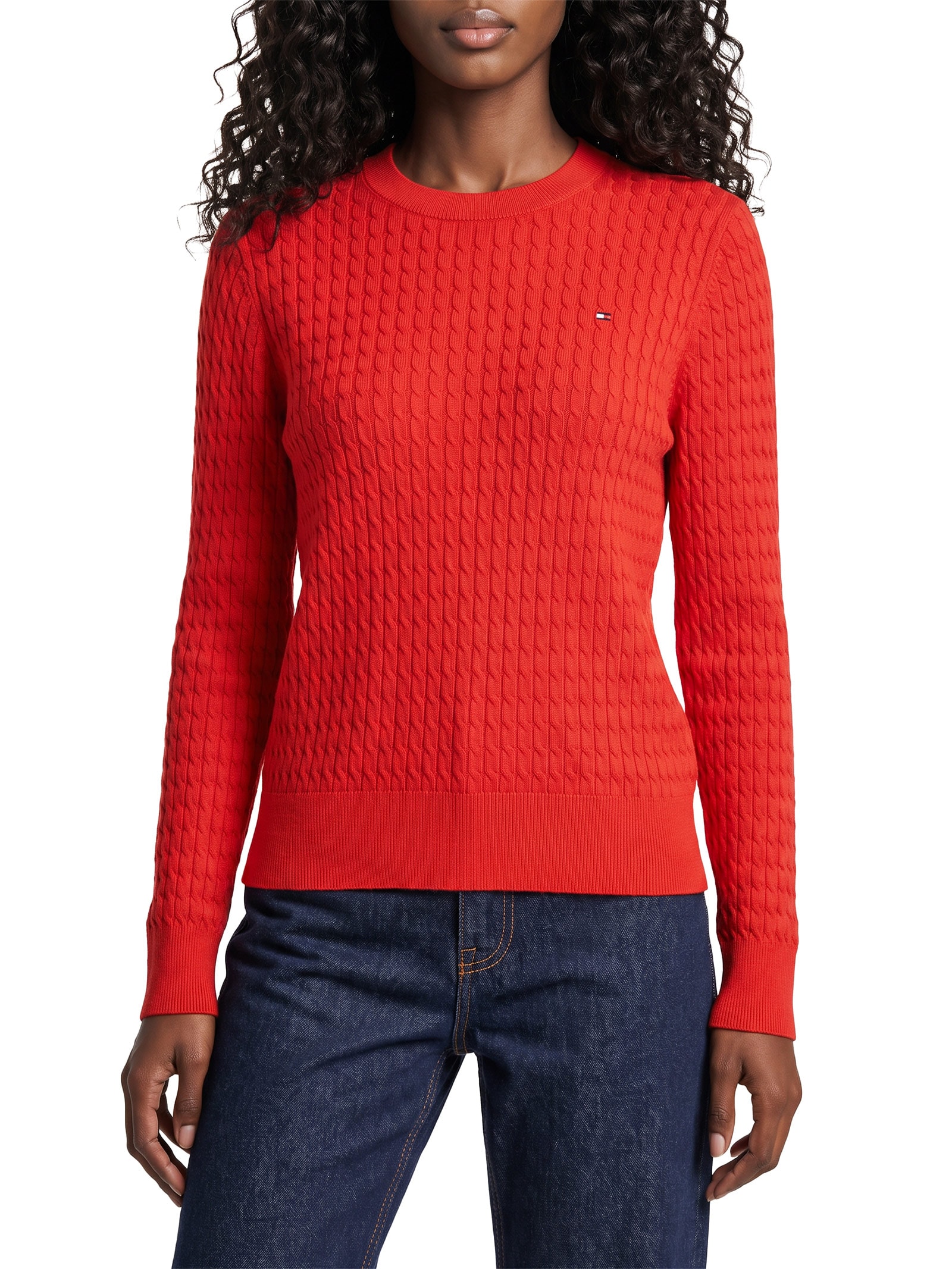 Suéter Feminino Co Cable Fine GG C-Nk Vermelho Tommy Hilfiger