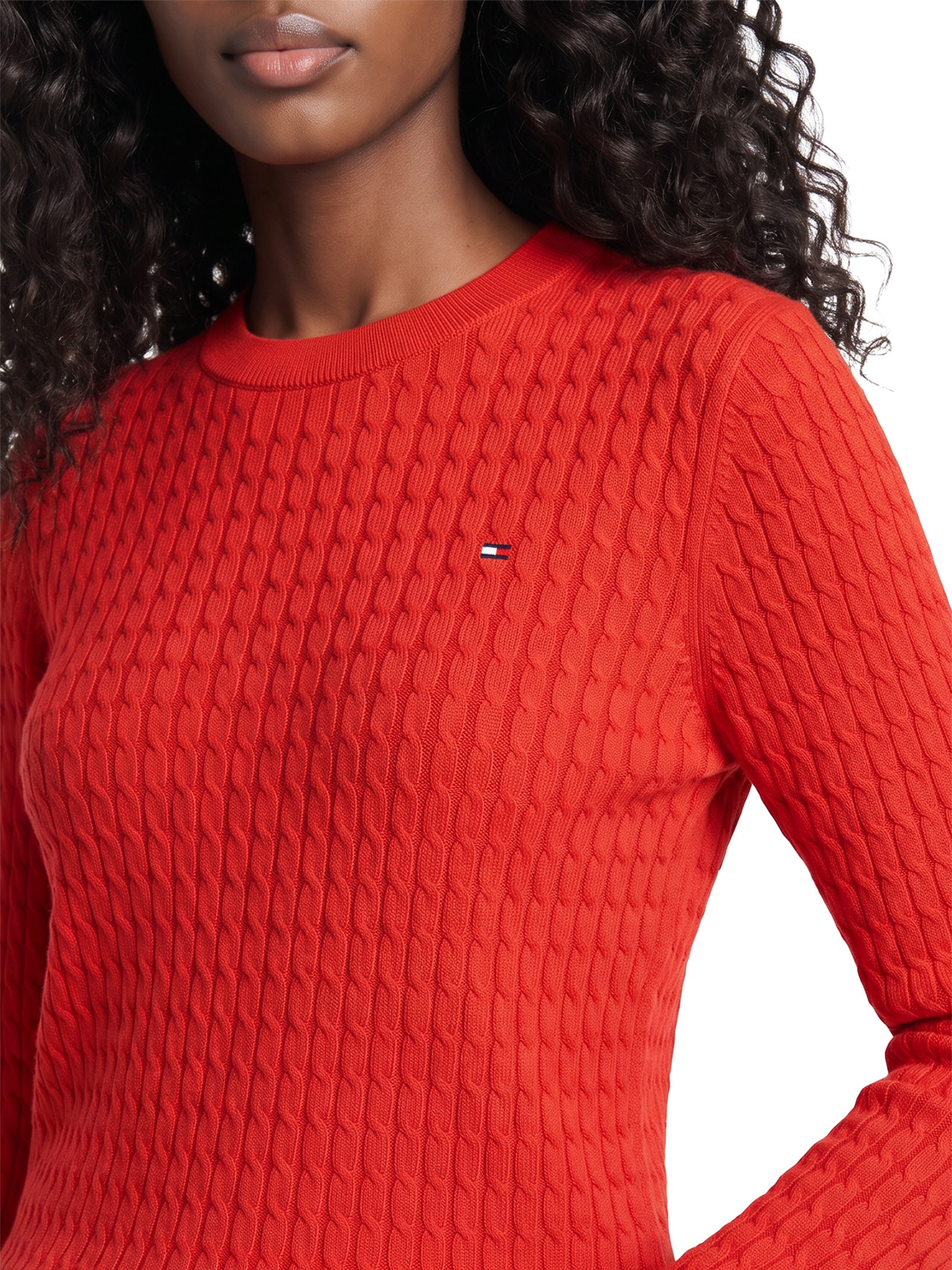 Suéter Feminino Co Cable Fine GG C-Nk Vermelho Tommy Hilfiger