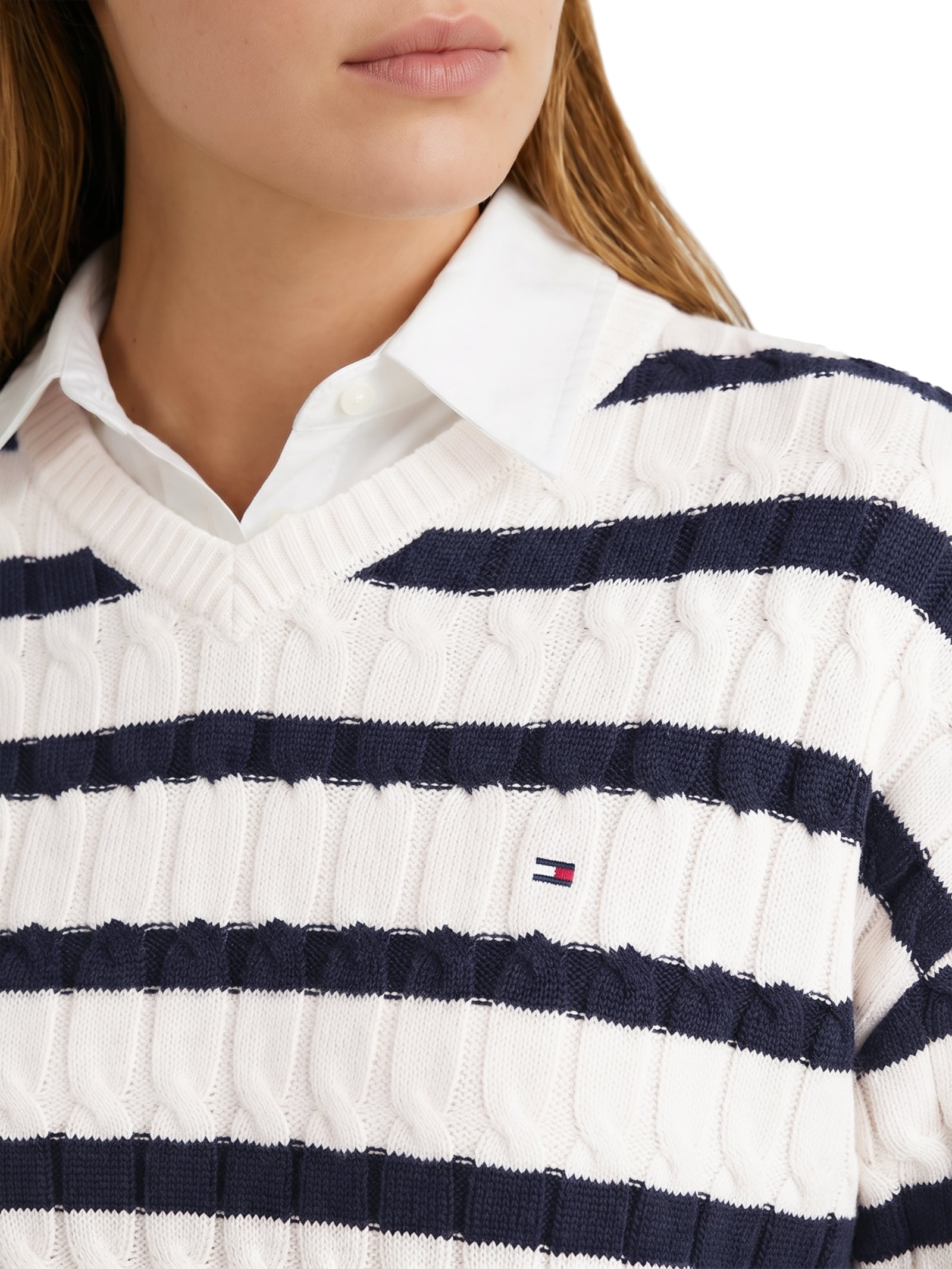 Suéter Feminino Co Cable Mid Branco Tommy Hilfiger