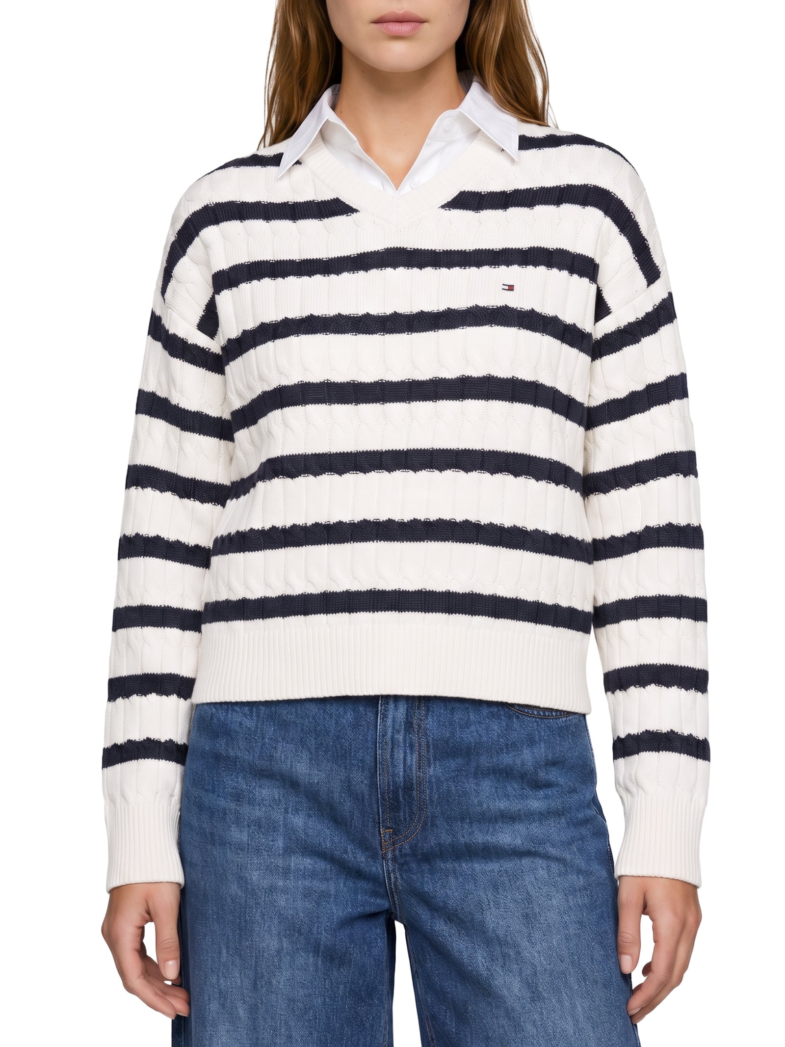 Suéter Feminino Co Cable Mid Branco Tommy Hilfiger