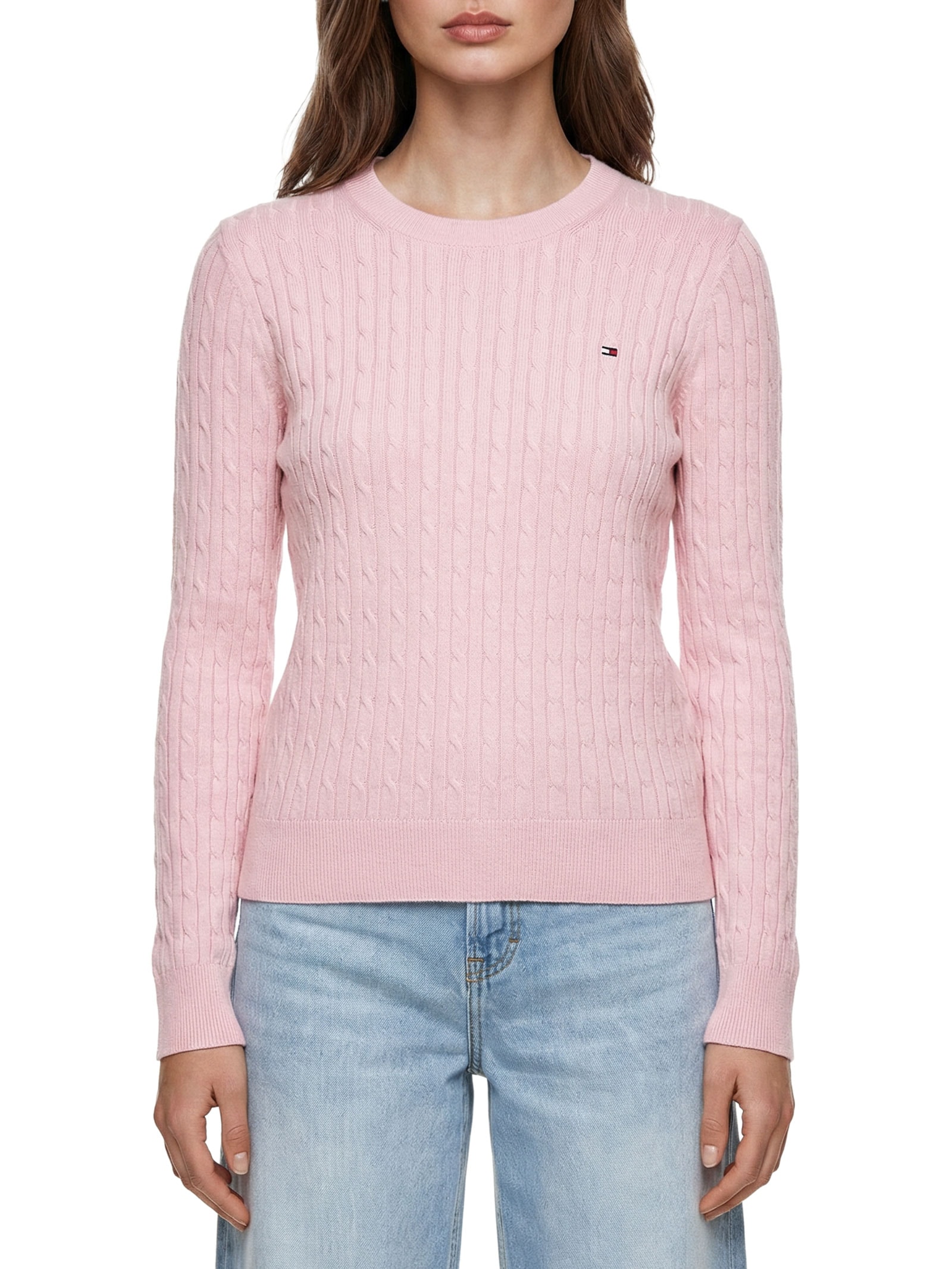 Suéter Feminino Co Cable Rosa Tommy Hilfiger