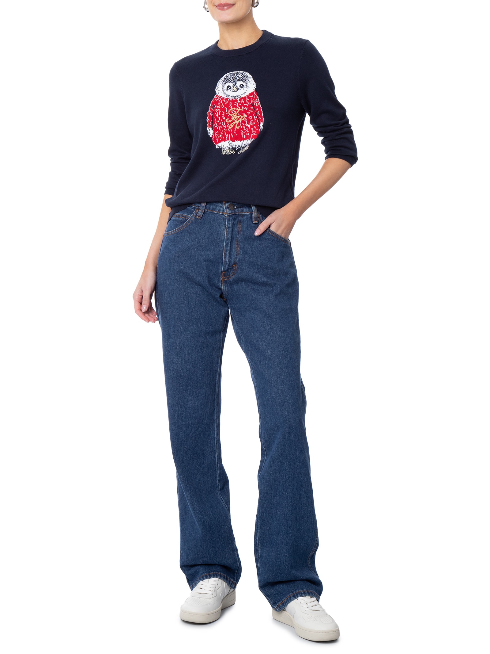 Suéter Feminino Co Jersey Intarsia Azul Tommy Hilfiger