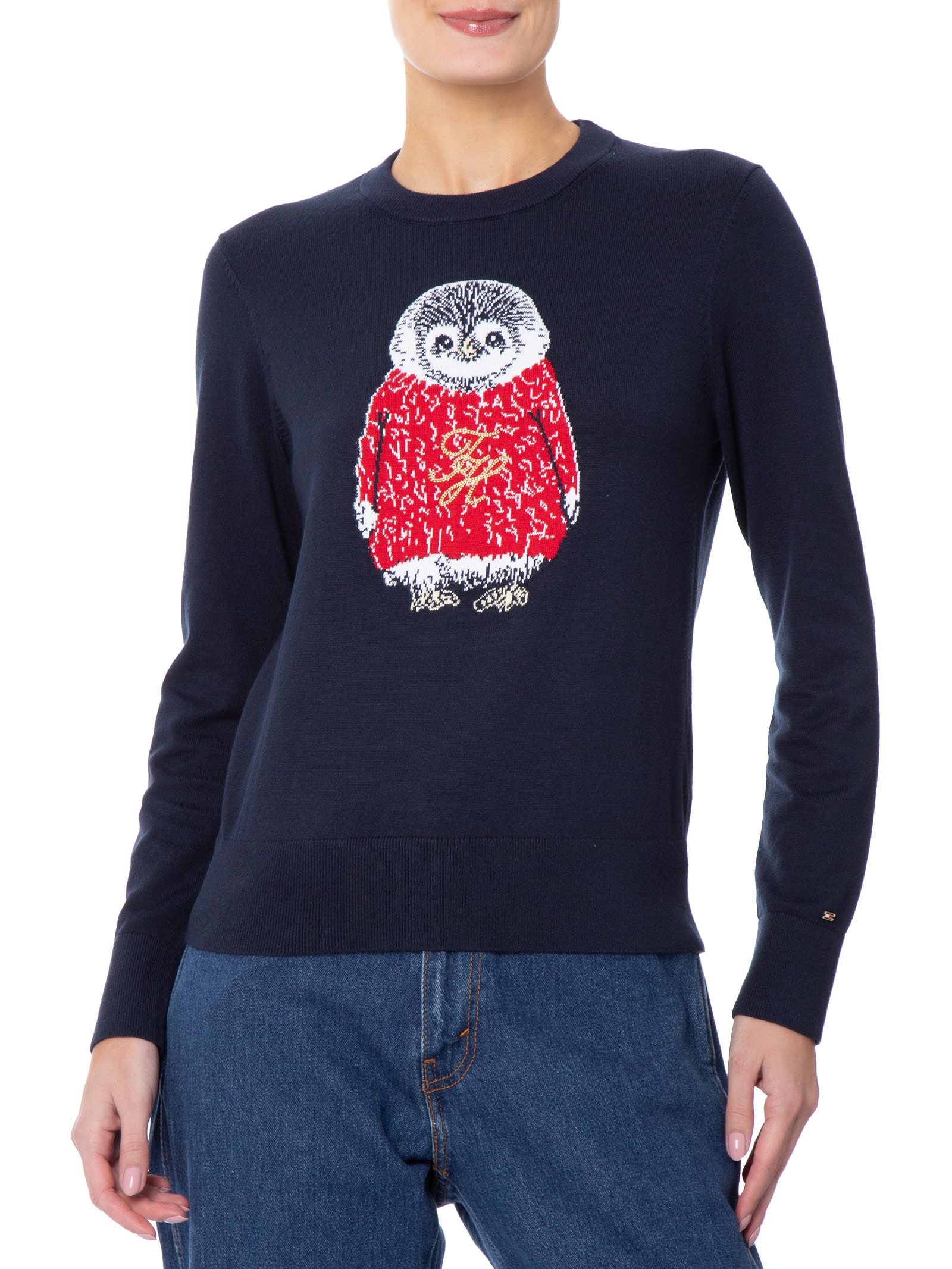 Suéter Feminino Co Jersey Intarsia Azul Tommy Hilfiger