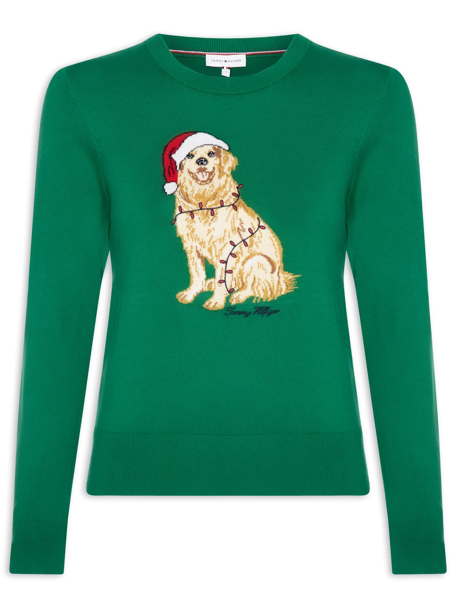 Suéter Feminino Co Jersey Intarsia Verde Tommy Hilfiger