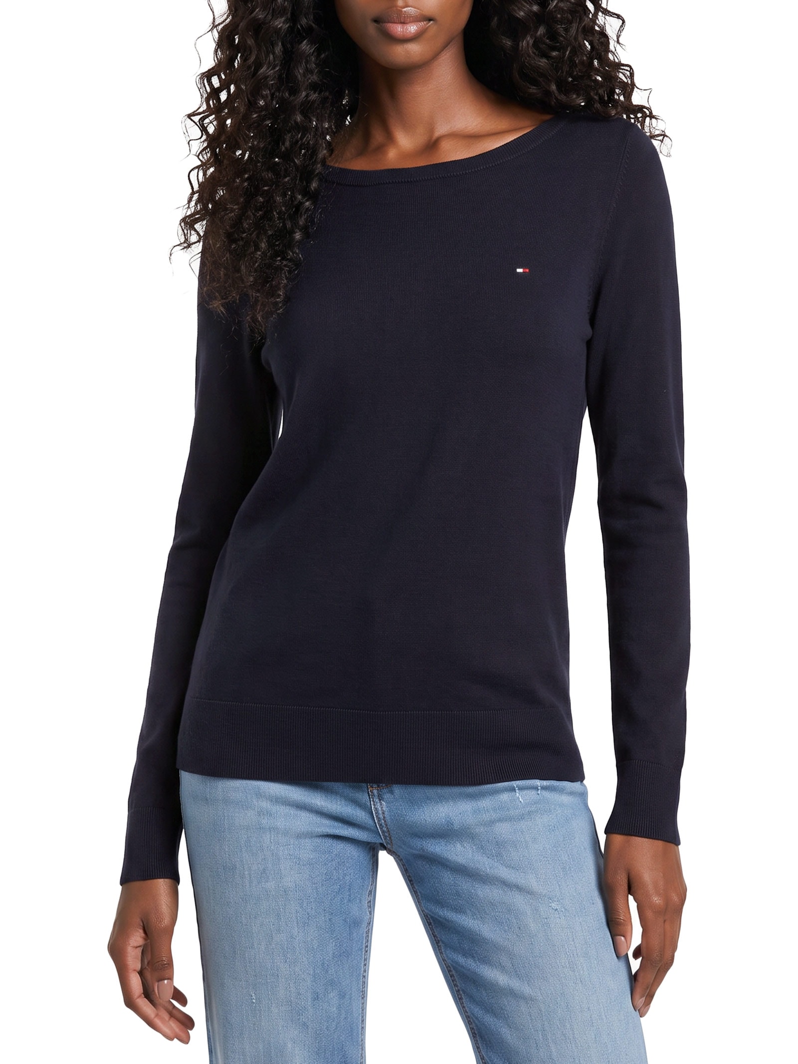 Suéter Feminino Co Jersey Stitch Boat-Nk Azul Tommy Hilfiger