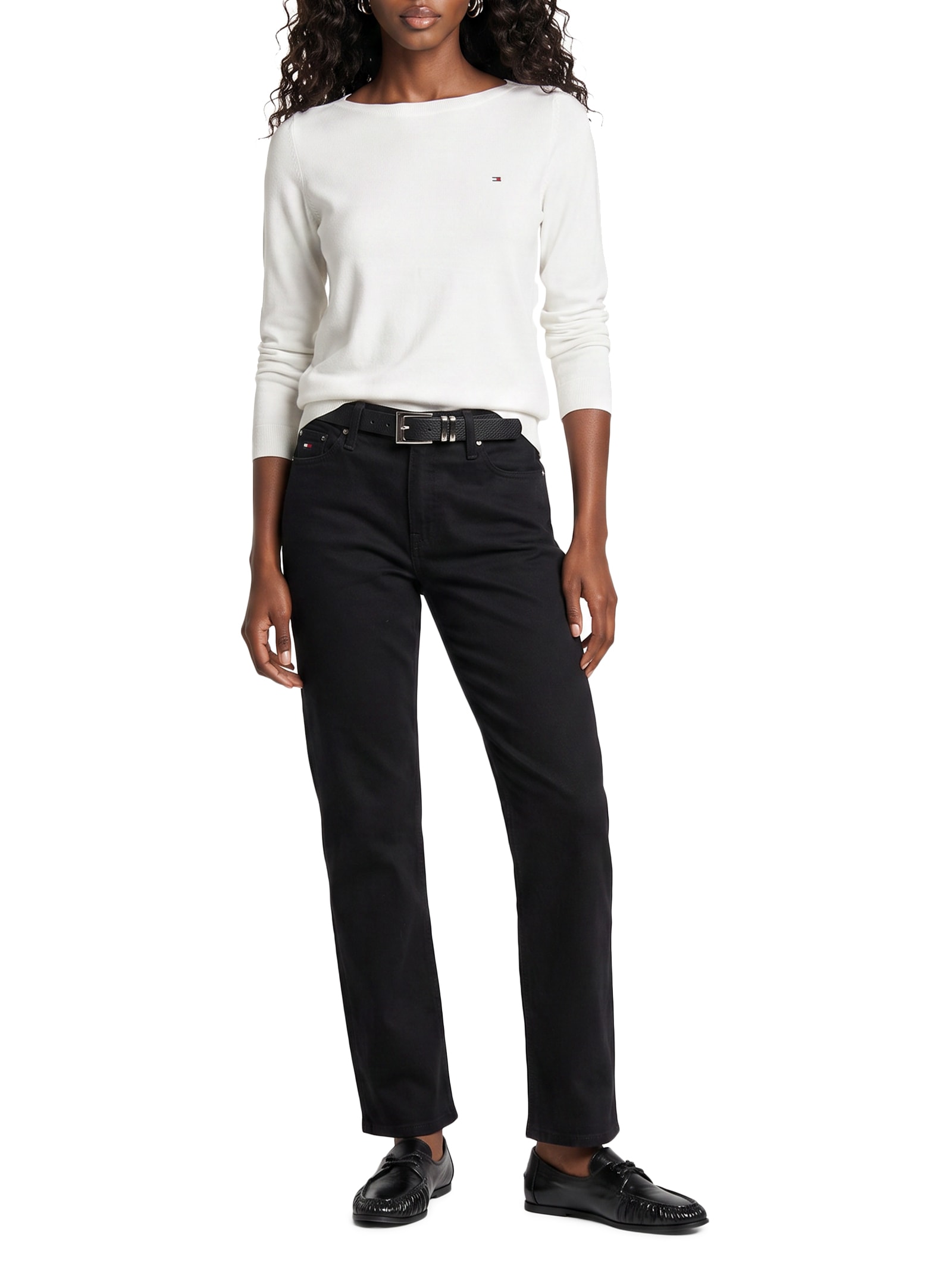 Suéter Feminino Co Jersey Stitch Boat-Nk Branco Tommy Hilfiger