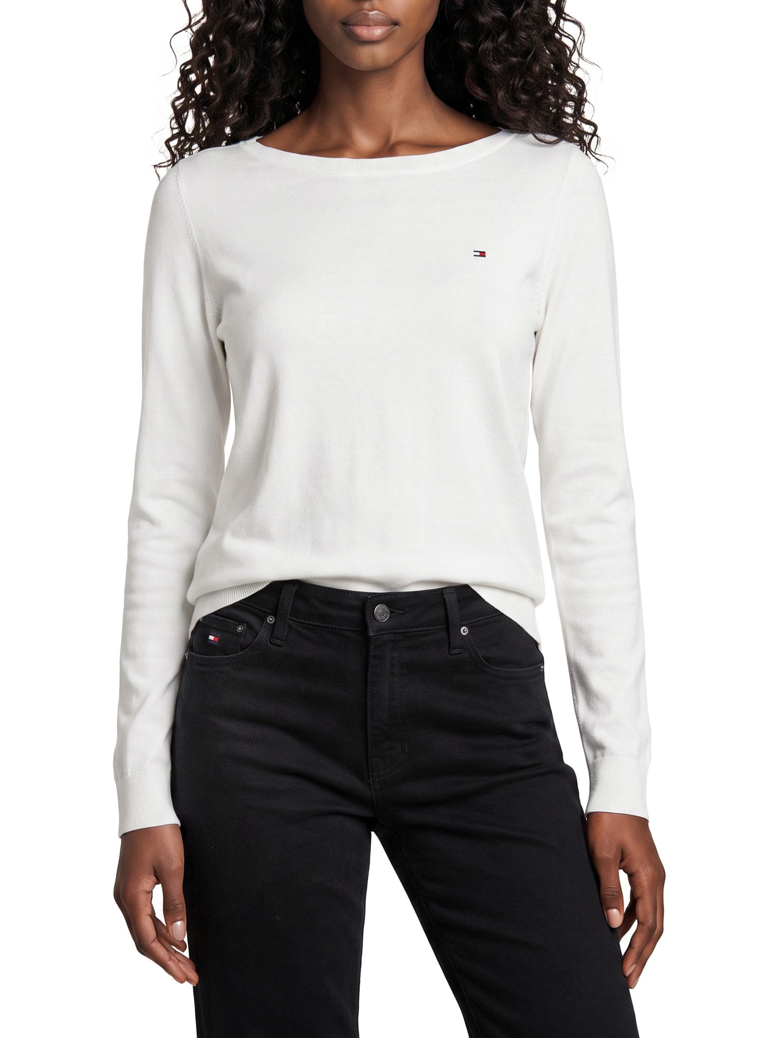 Suéter Feminino Co Jersey Stitch Boat-Nk Branco Tommy Hilfiger