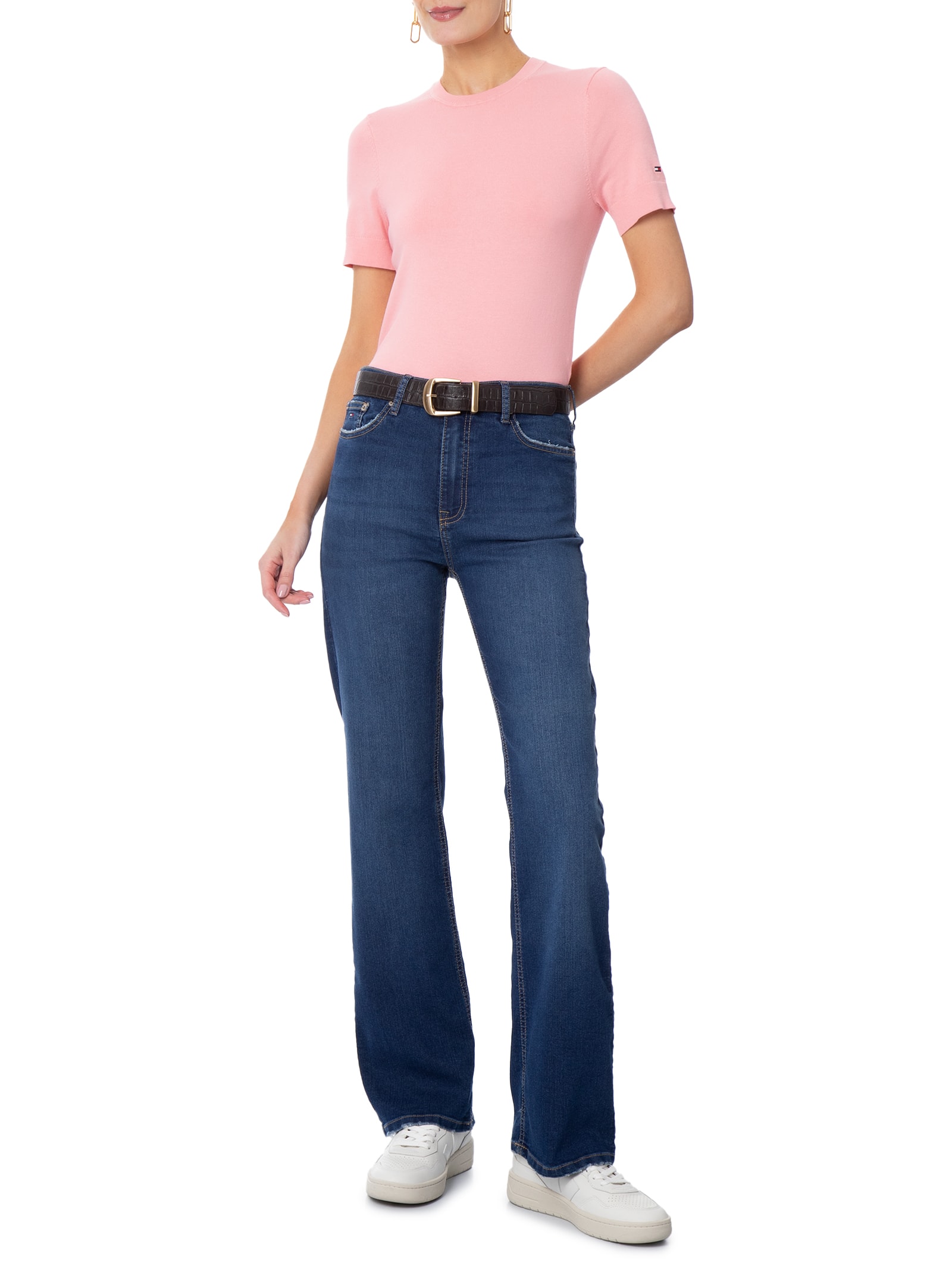 Suéter Feminino Co Jersey Stitch Rosa Tommy Hilfiger