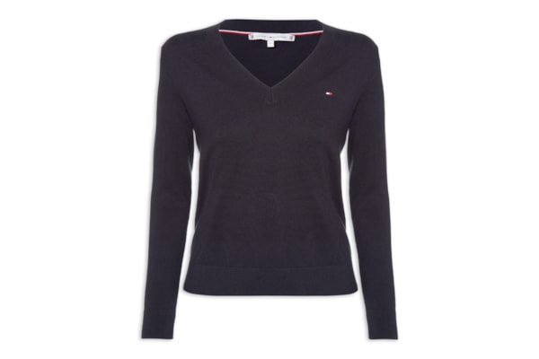 Suéter Feminino Co Jersey Stitch V - Azul