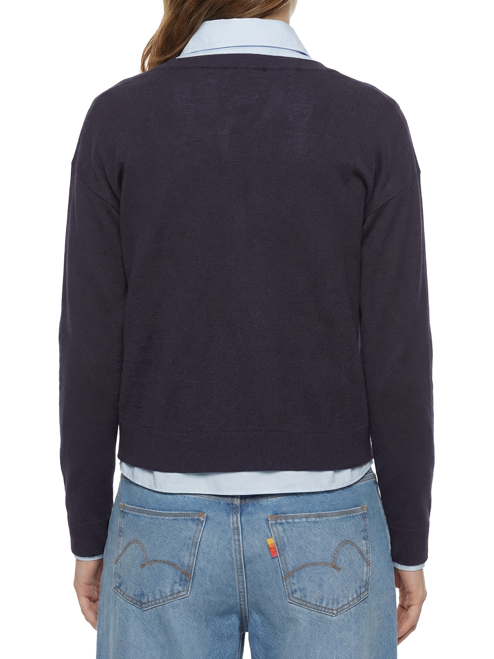 Suéter Feminino Co Jersey Stitch V Azul Tommy Hilfiger