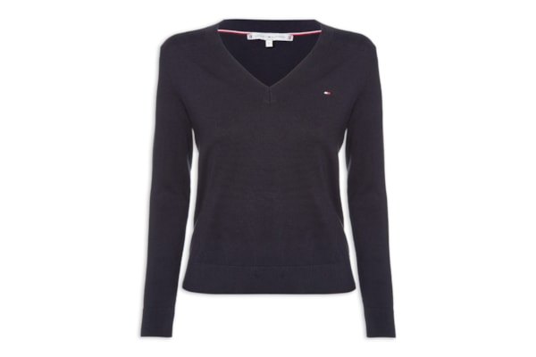 Suéter Feminino Co Jersey Stitch V - Azul